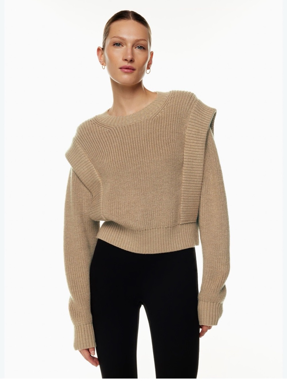 nWOt Aritzia Babaton  Grazia Sandstone Ribbed Crewneck Sweater